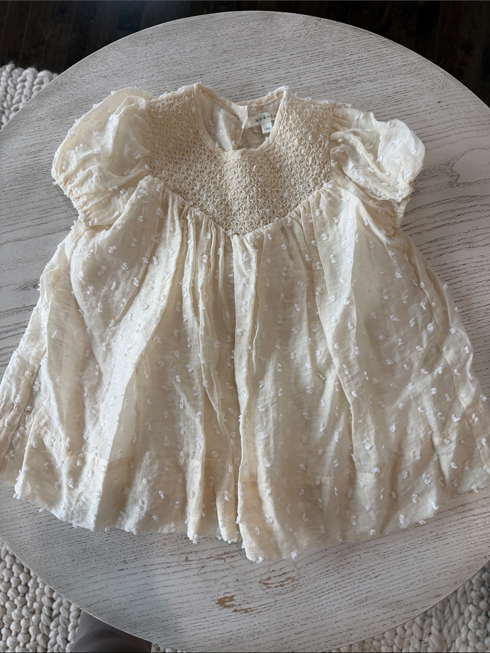 Nora Lee Cream Swiss Dot Smocked Baby Dress